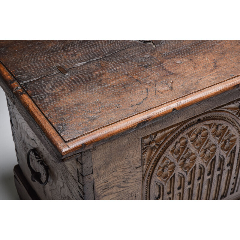 Vintage oakwood chest, France 1850s