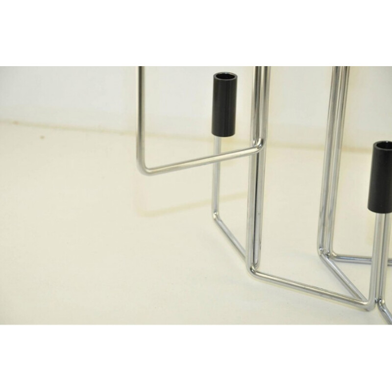 Mid-century Scandinavian candleholder in chromed metal - 1960s