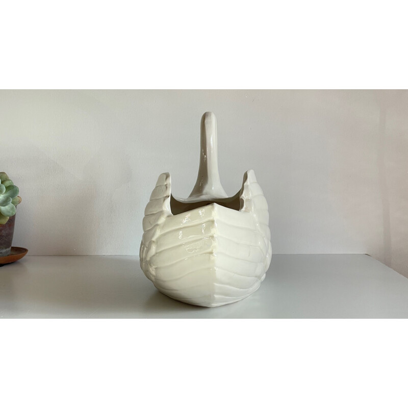 Vintage swan pot in ceramic