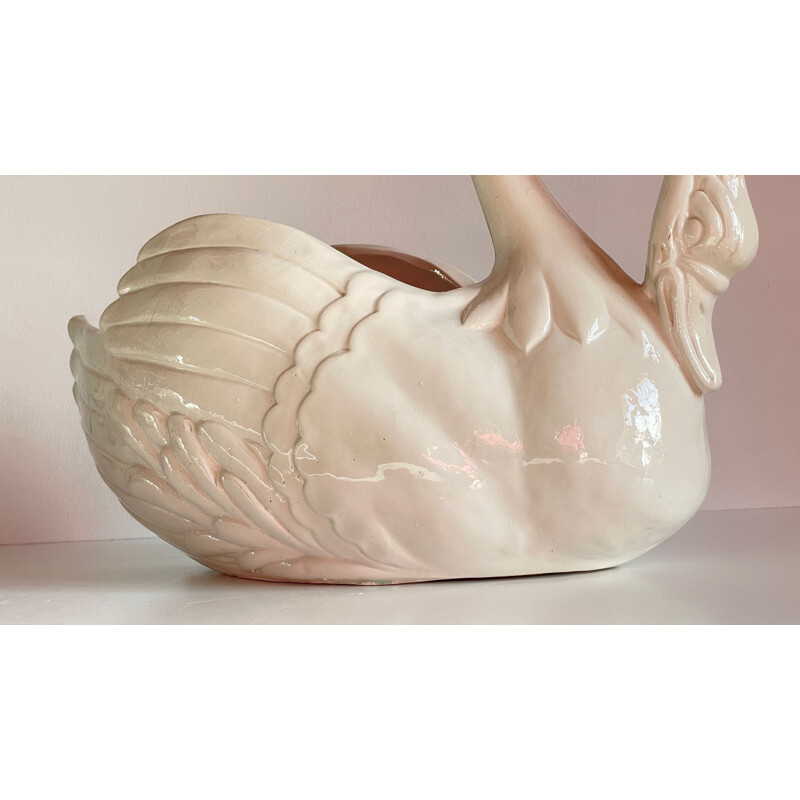 Vintage swan pot in ceramic