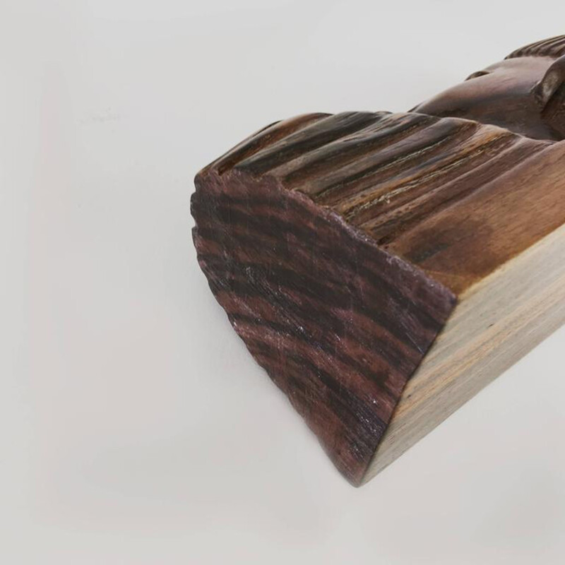 Mid-century bookends in rosewood with Saint Gobian block in glass - 1930s