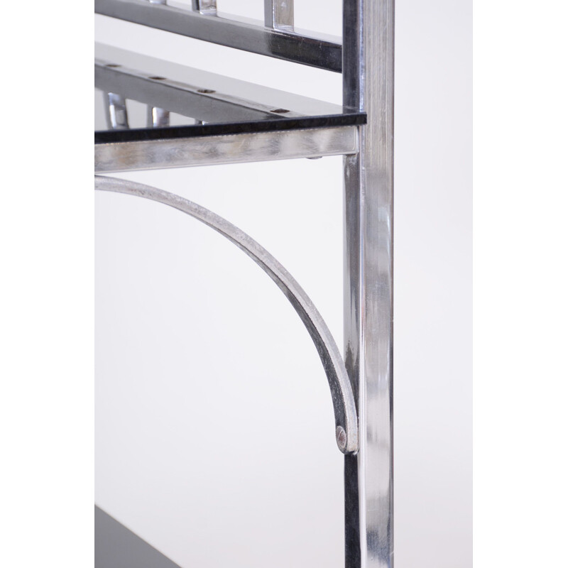 Art Deco vintage console table in chrome and darkened glass, 1930s