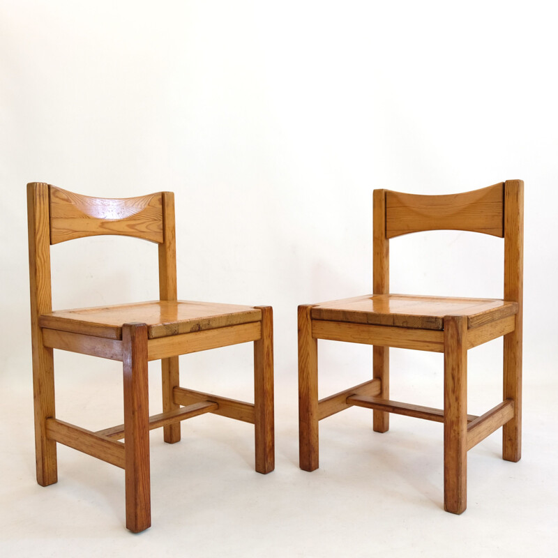 Pair of vintage hongisto pine chairs by Ilmari Tapiovaara for Laukaan Puu, 1960