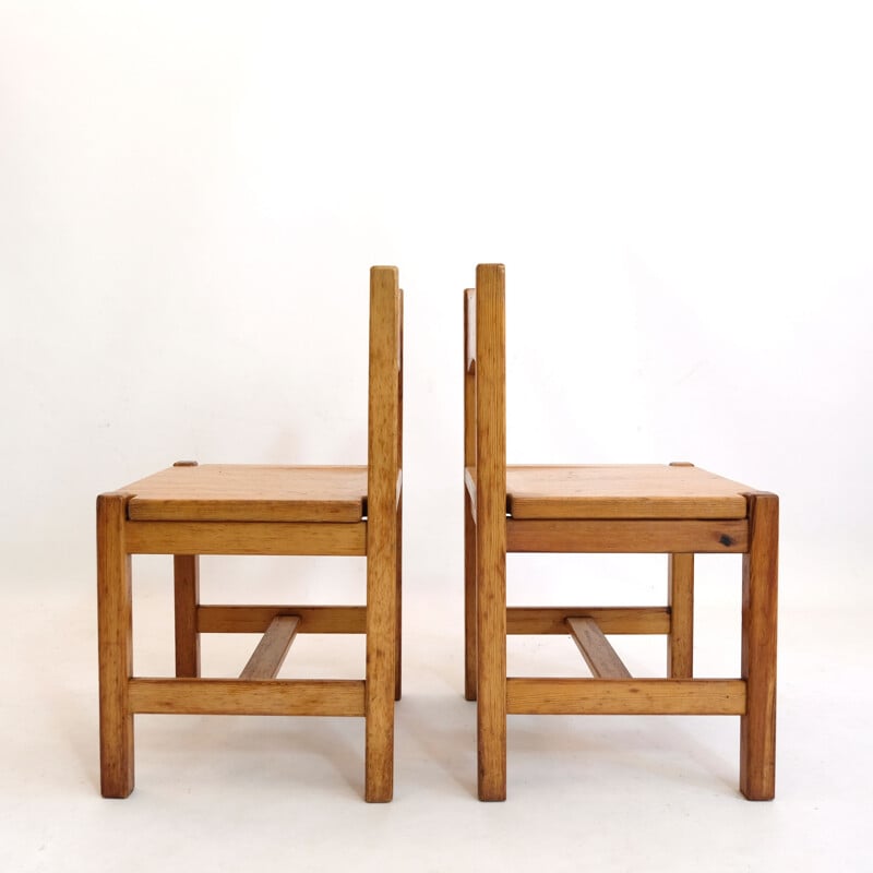 Pair of vintage hongisto pine chairs by Ilmari Tapiovaara for Laukaan Puu, 1960