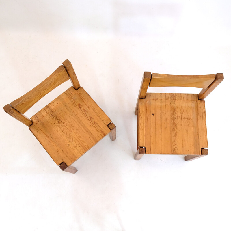 Pair of vintage hongisto pine chairs by Ilmari Tapiovaara for Laukaan Puu, 1960