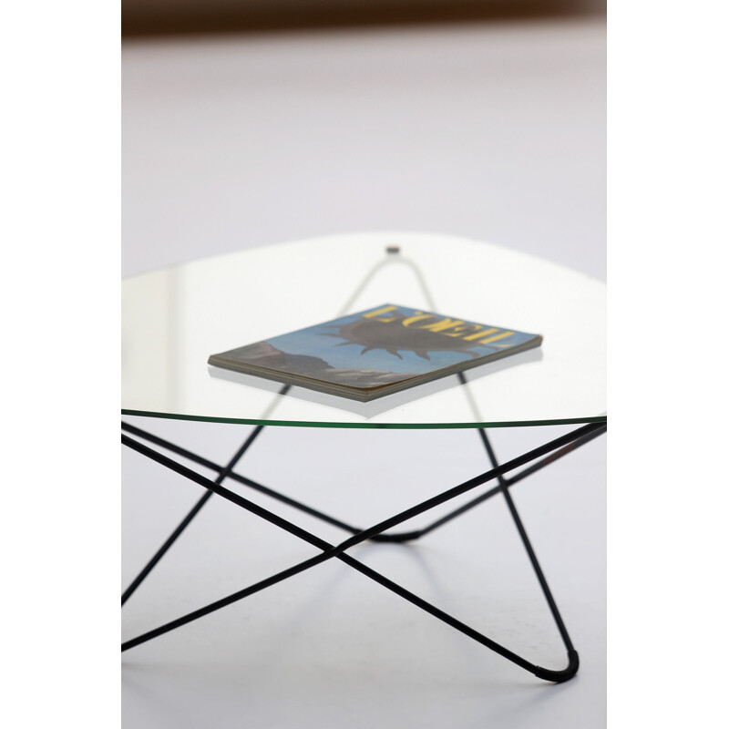 Vintage glass coffee table by Meurop, 1950s