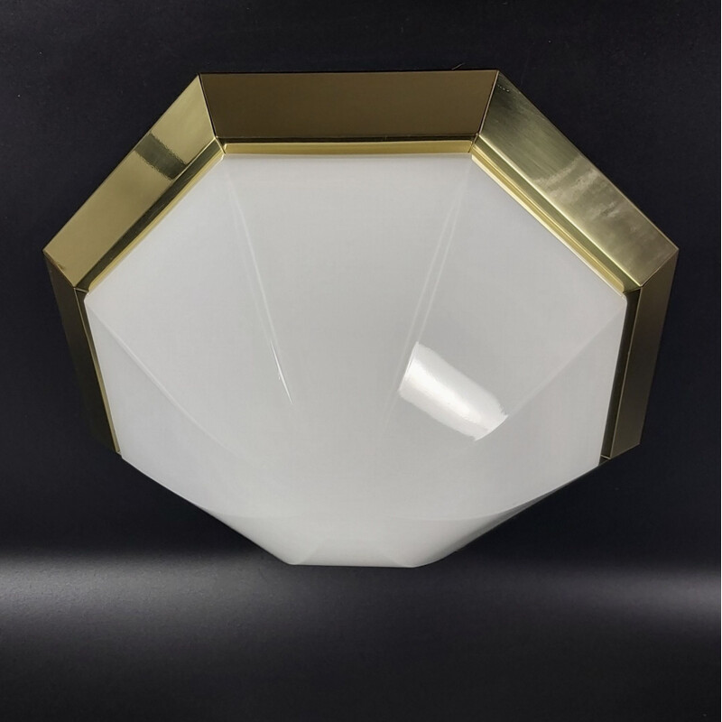 Mid-century glass ceiling lamp by Glashütte Limburg, Germany 1970s