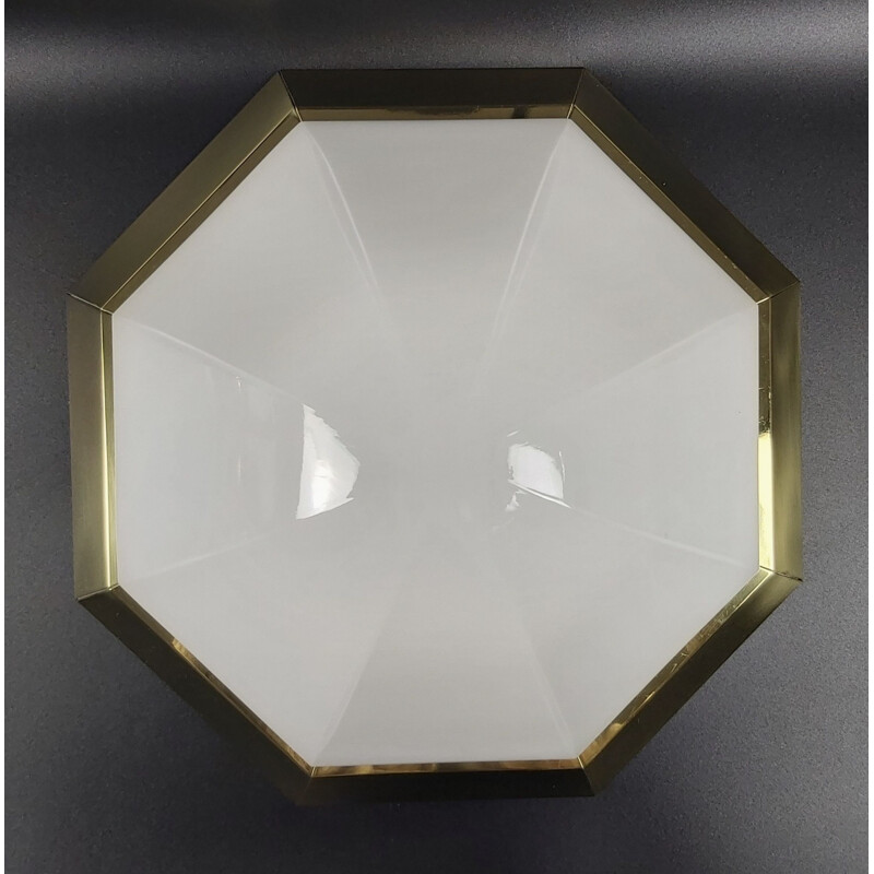 Mid-century glass ceiling lamp by Glashütte Limburg, Germany 1970s