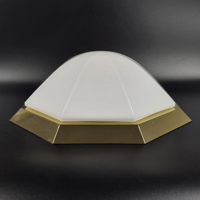 Mid-century glass ceiling lamp by Glashütte Limburg, Germany 1970s