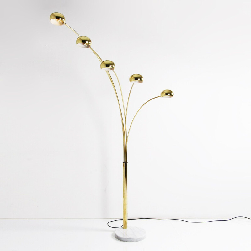 Vintage 5-light arch floor lamp in marble, Italy 1970