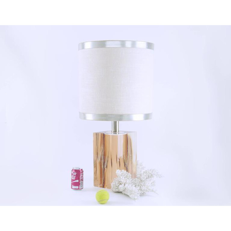 Lampe de table vintage en résine et tissu - 1970 