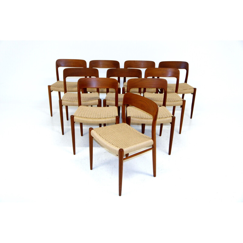 Lot de 10 chaises vintage par Niels o Møller pour Jl Møller, 1960