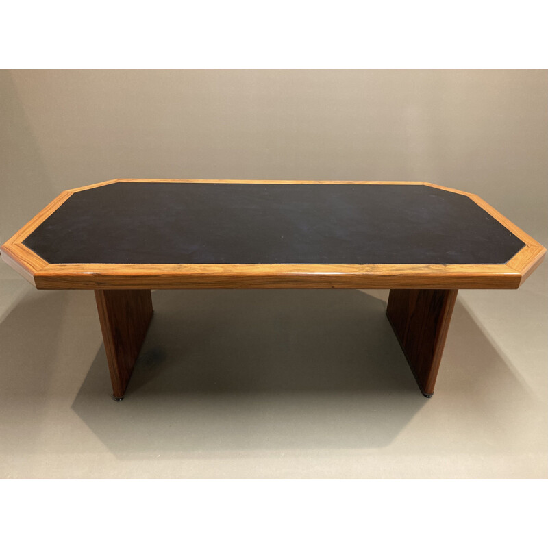 Vintage rosewood and leather desk for Knoll Antimott, 1950