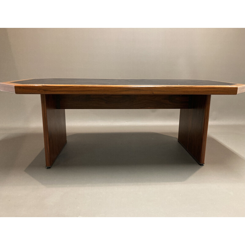 Vintage rosewood and leather desk for Knoll Antimott, 1950