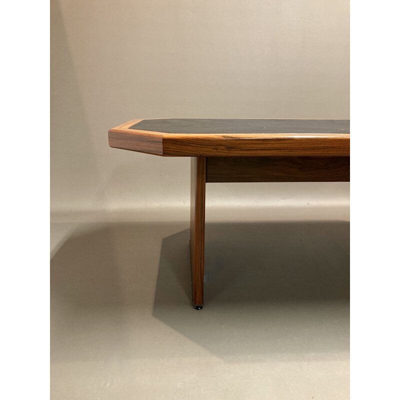 Vintage rosewood and leather desk for Knoll Antimott, 1950