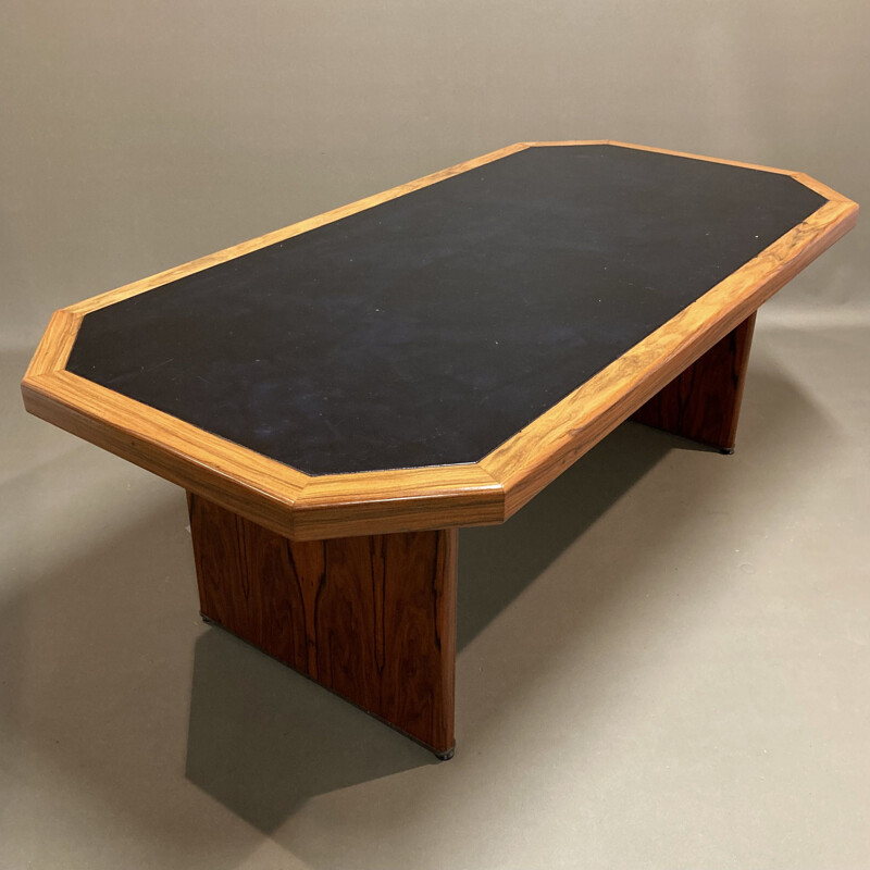 Vintage rosewood and leather desk for Knoll Antimott, 1950