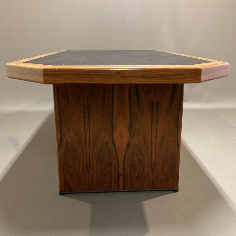 Vintage rosewood and leather desk for Knoll Antimott, 1950