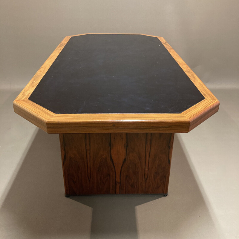 Vintage rosewood and leather desk for Knoll Antimott, 1950