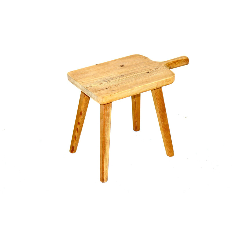 Vintage pine stool, Sweden 1950