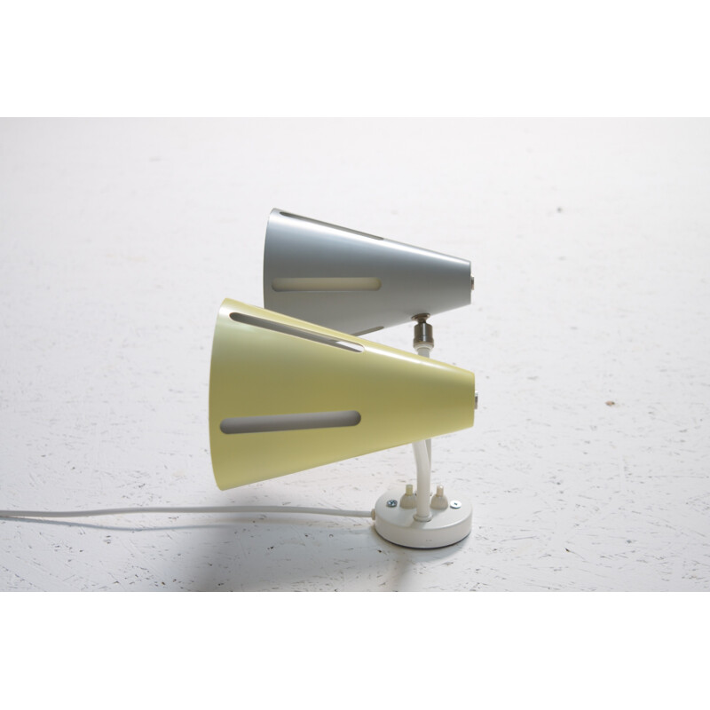 Hala Zeist "Sun Series" wall lamp in grey and yellow steel, J. A. BUSQUET - 1950s