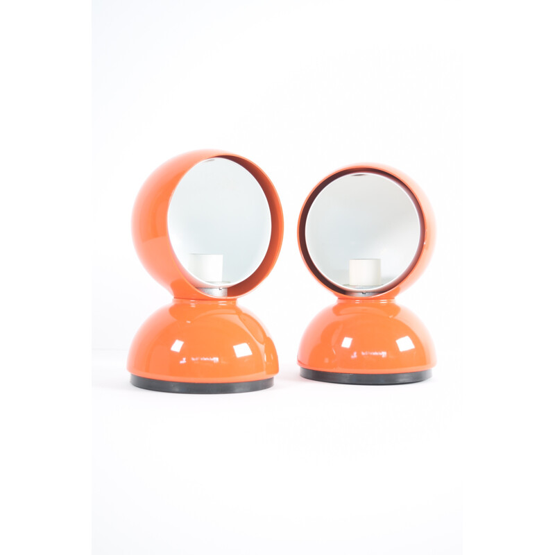 Pair of orange Artemide table lamps in aluminium, Vico MAGISTRETTI - 1960s