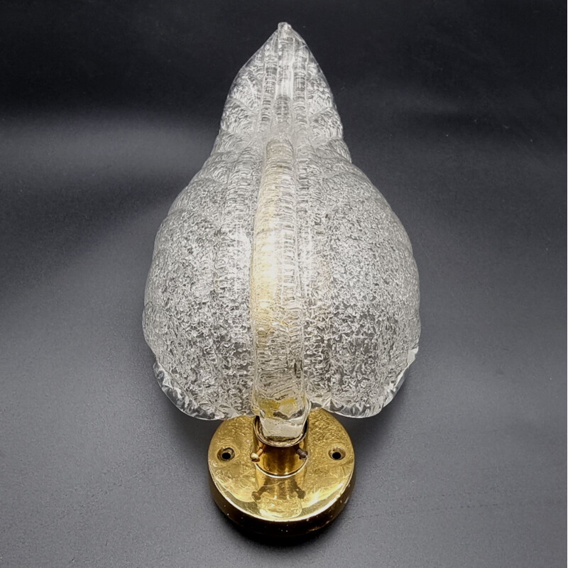 Vintage Murano glass leaf wall lamp by Barovier & Toso, Italy 1950s