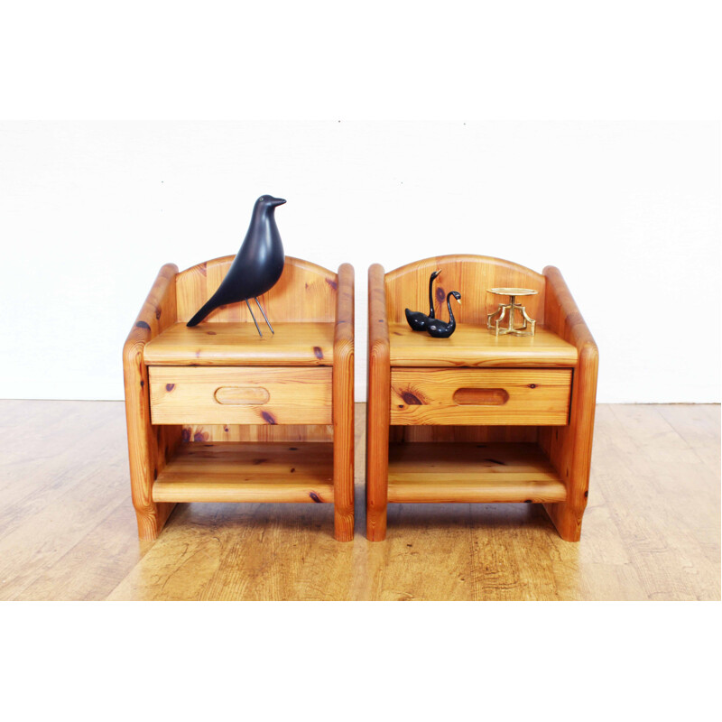 Pair of vintage pine night stands, 1960