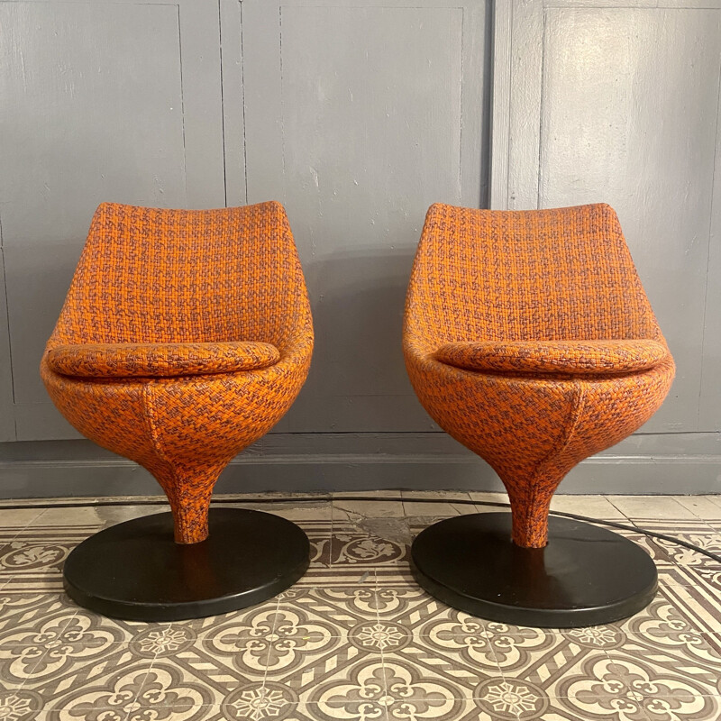 Pair of vintage "Polaris" armchairs by Pierre Guariche for Meurop, 1960