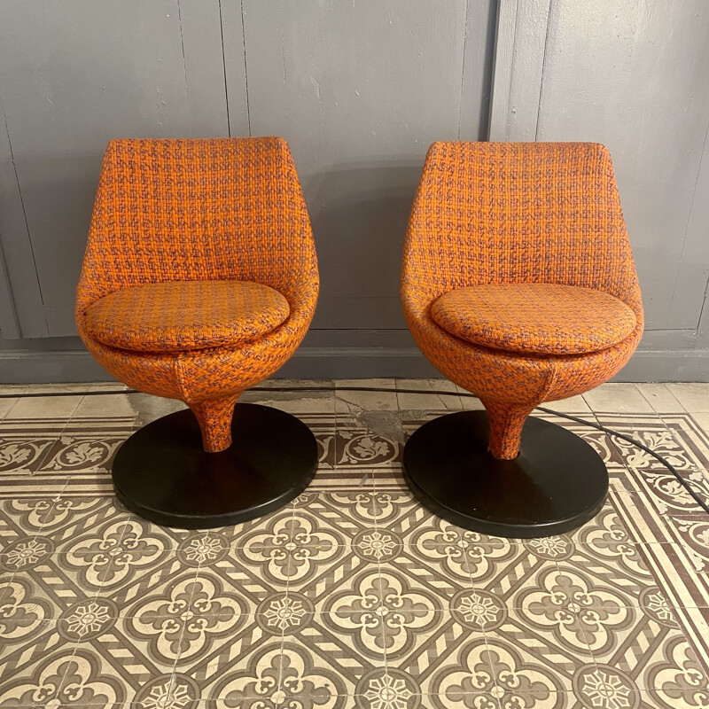 Pair of vintage "Polaris" armchairs by Pierre Guariche for Meurop, 1960