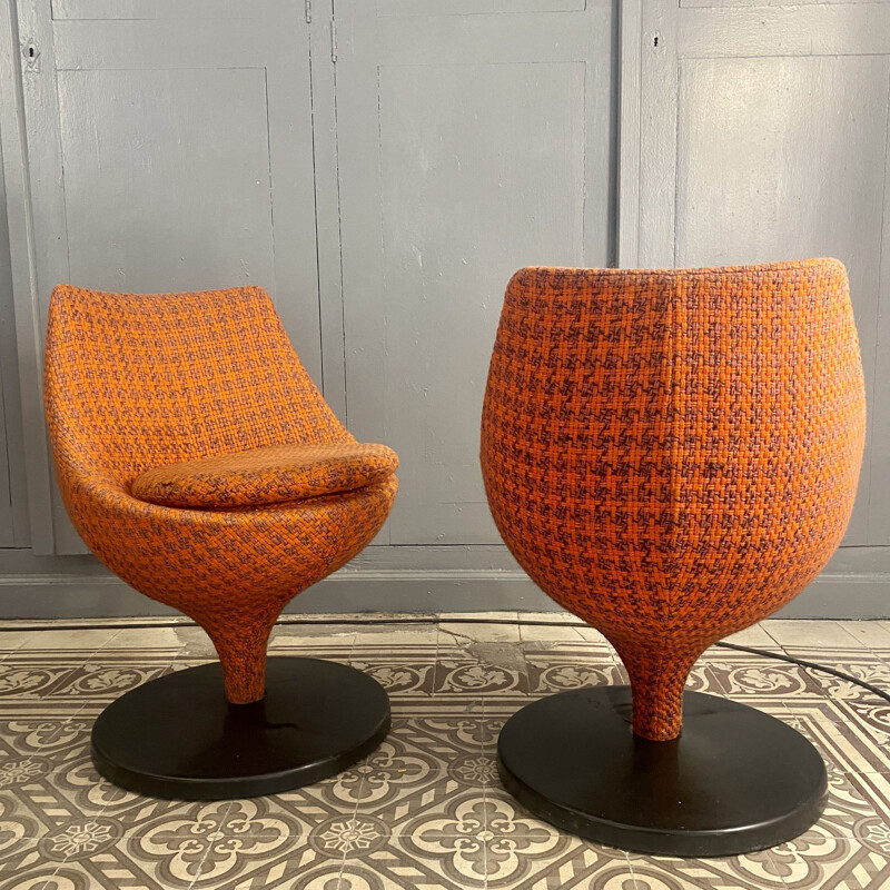 Pair of vintage "Polaris" armchairs by Pierre Guariche for Meurop, 1960