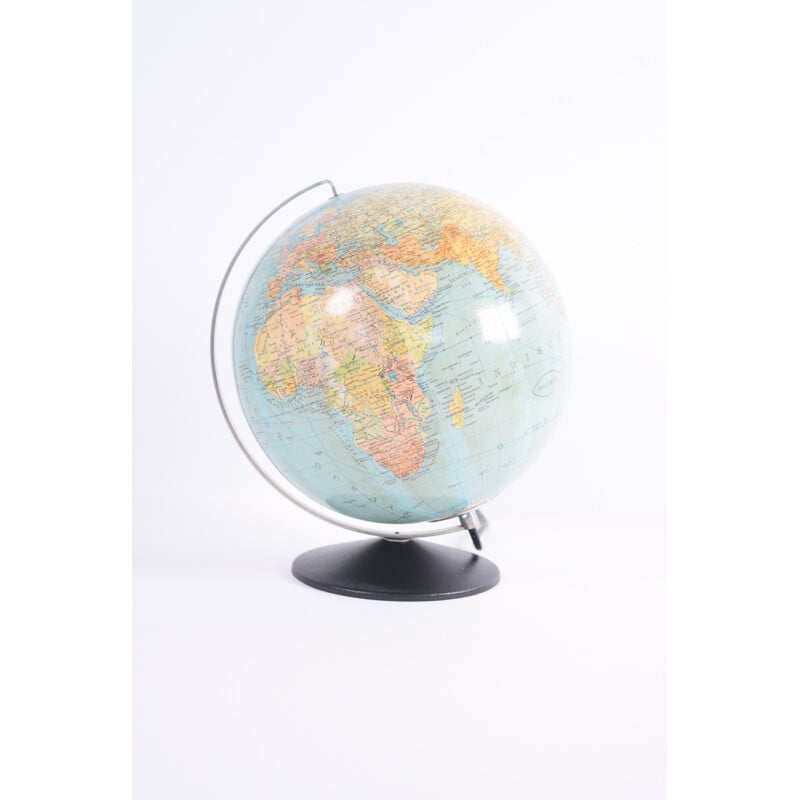 Illuminated Colombe glass earth globe - 1950s