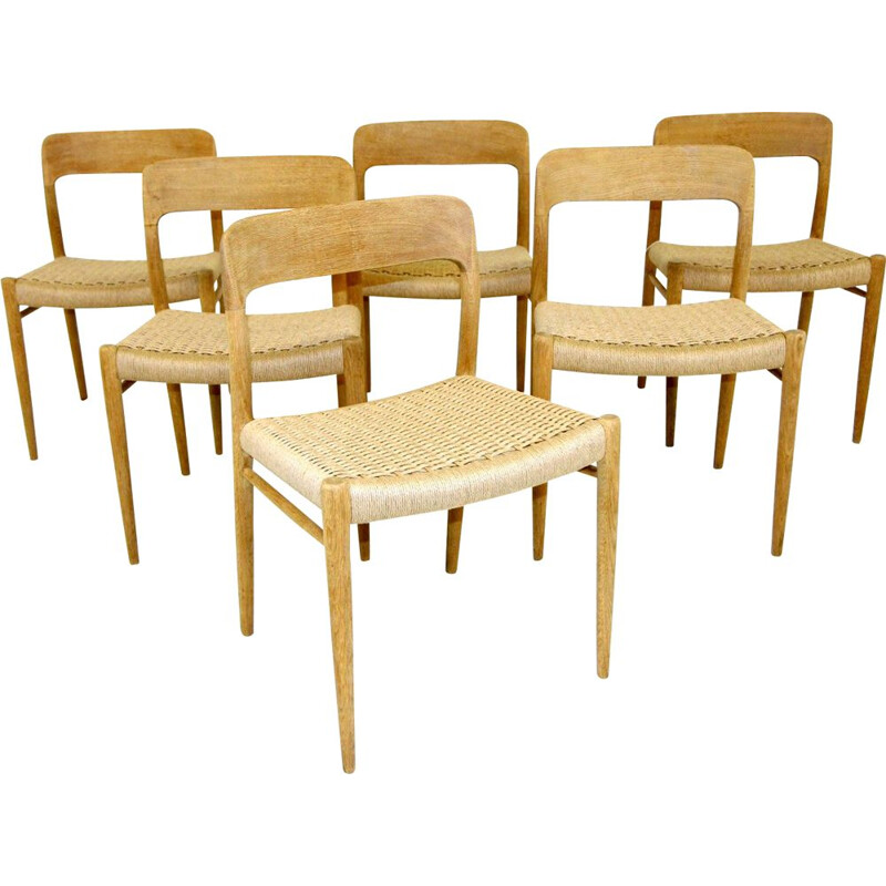Lot de 6 chaises vintage par Niels o Møller pour Jl Møller, 1960