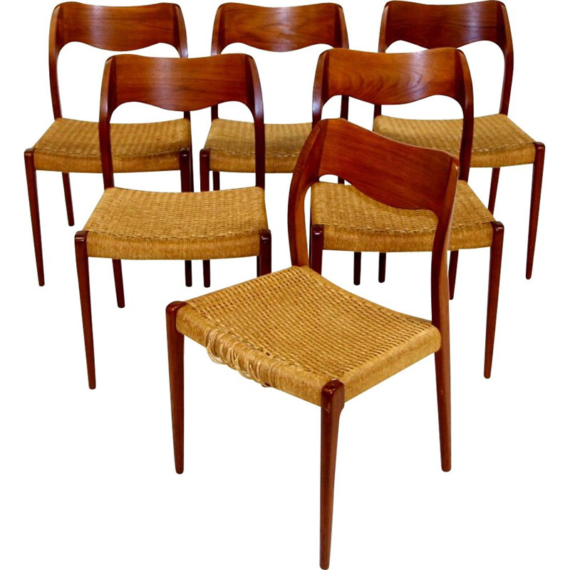 Lot de 4 chaises vintage en palissandre par Niels o Møller pour Jl Møller, 1960