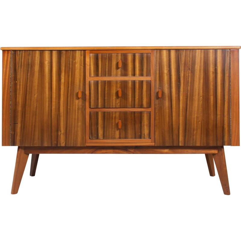 Vintage English walnut highboard by Morris of Glasgow, 1950s