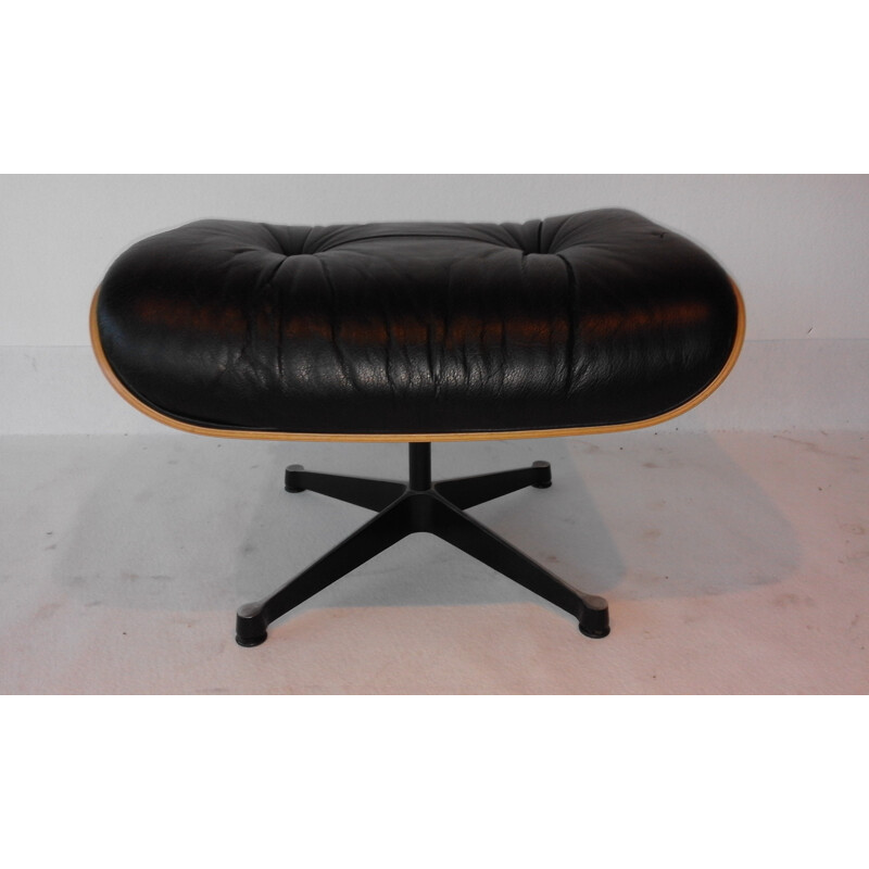 Vintage Vitra ottoman in leather and rosewood, Charles & Ray EAMES - 2000s