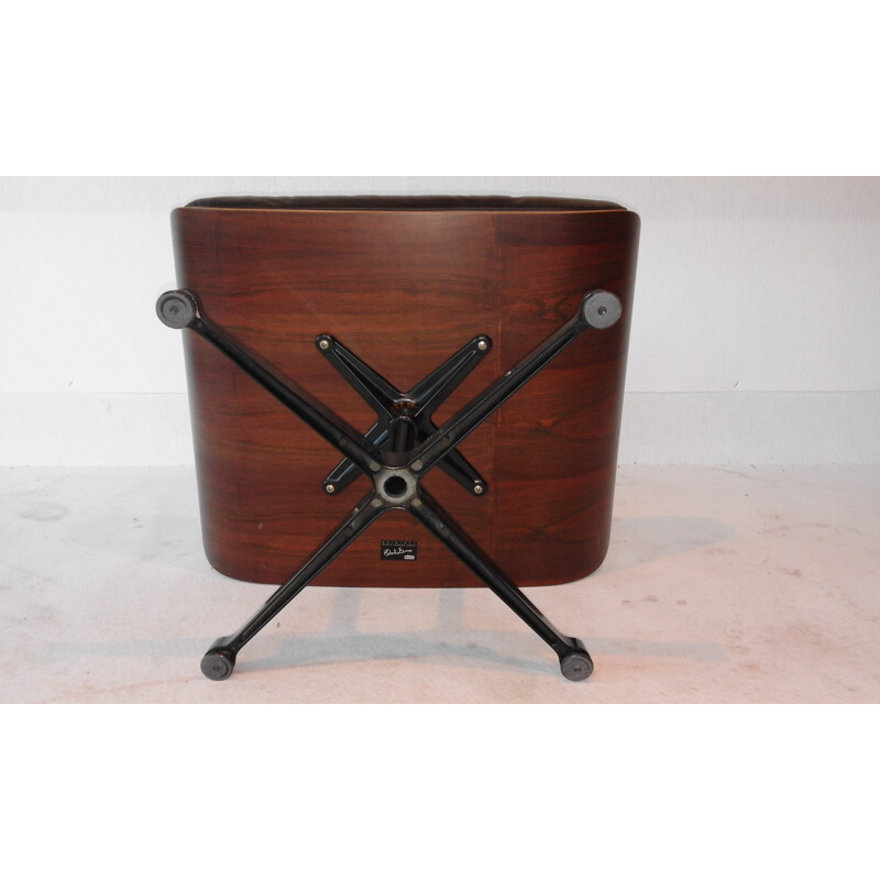Vintage Vitra ottoman in leather and rosewood, Charles & Ray EAMES - 2000s