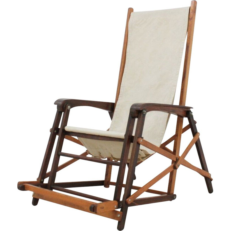 Fauteuil pliante vintage en bois de chêne, 1940