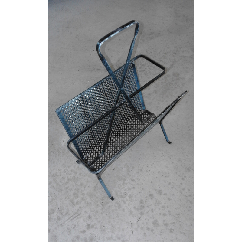 Mid century magazine rack in perforated metal - 1950s