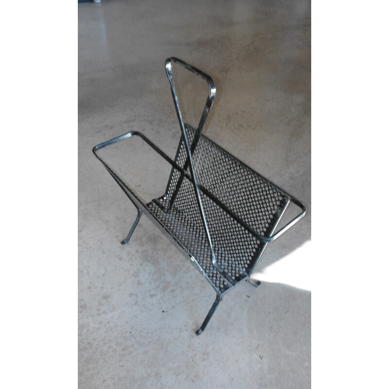 Mid century magazine rack in perforated metal - 1950s