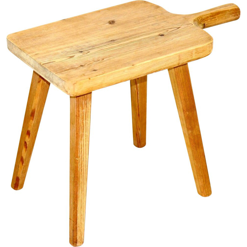 Vintage pine stool, Sweden 1950