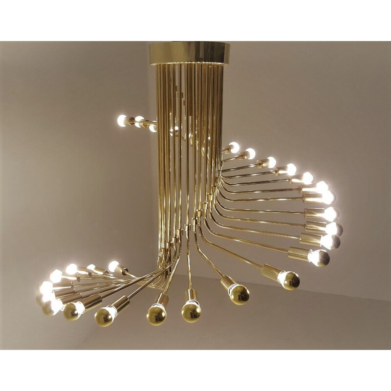 Vintage brass chandelier by Gaetano Sciolari for Stilnovo, 1950-1960s