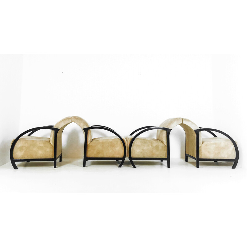 Set of 4 vintage Art Deco armchairs, France