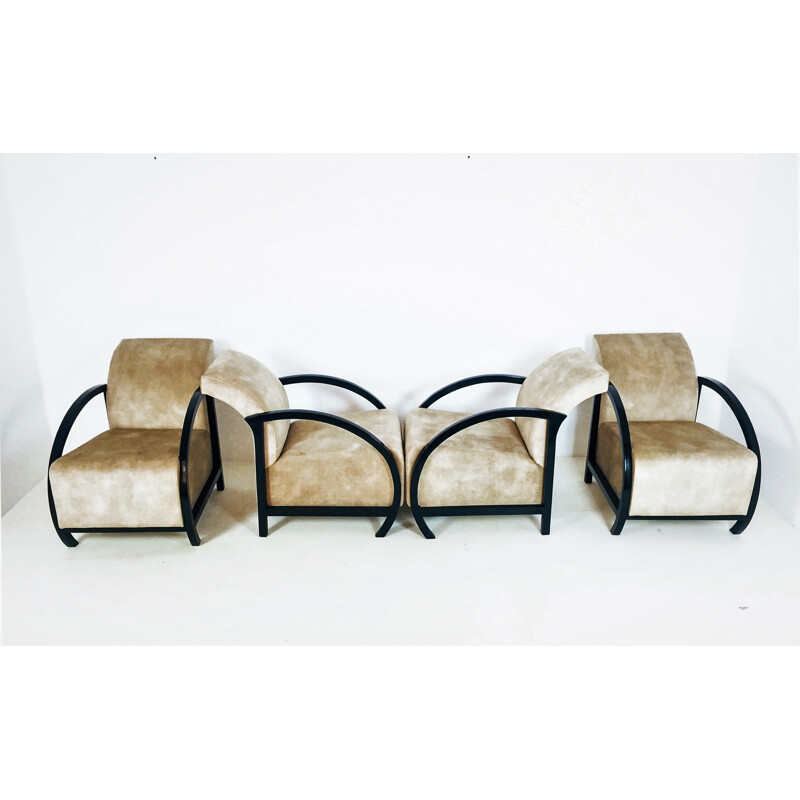 Set of 4 vintage Art Deco armchairs, France