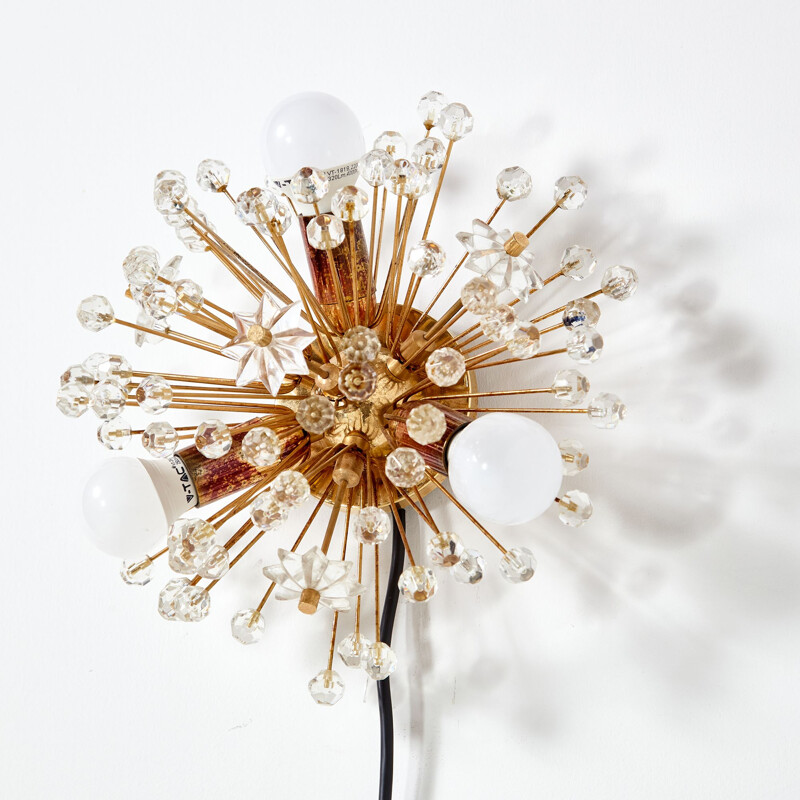 Lampada da parete vintage Snowflake di Emil Stejnar per Rupert Nikoll, 1960