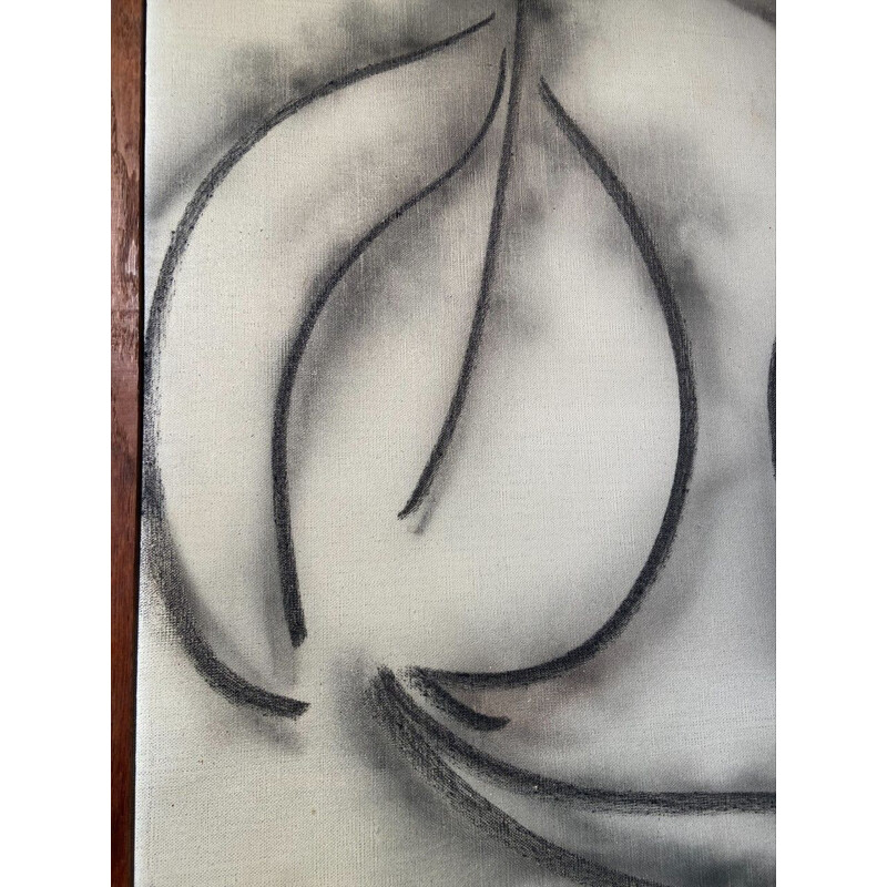 Vintage charcoal on canvas "Pear" by Robert Helman, 1940