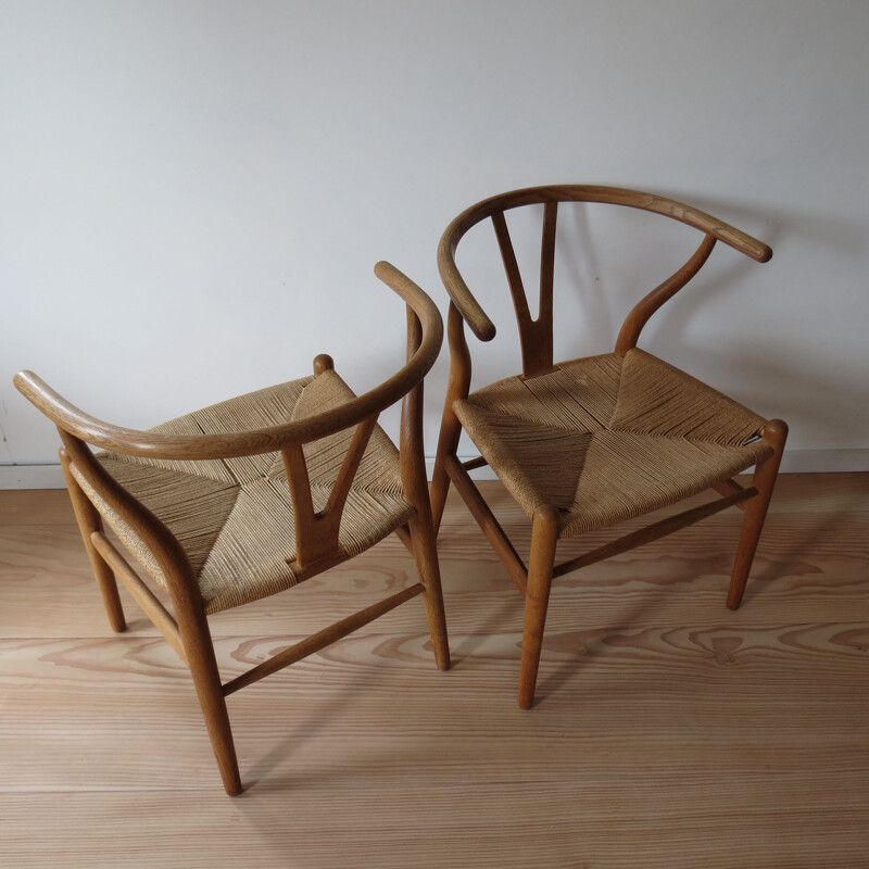 Ensemble de 6 chaises Wishbone vintage en bois de chêne par Hans J Wegner pour Carl Hanson, 1960