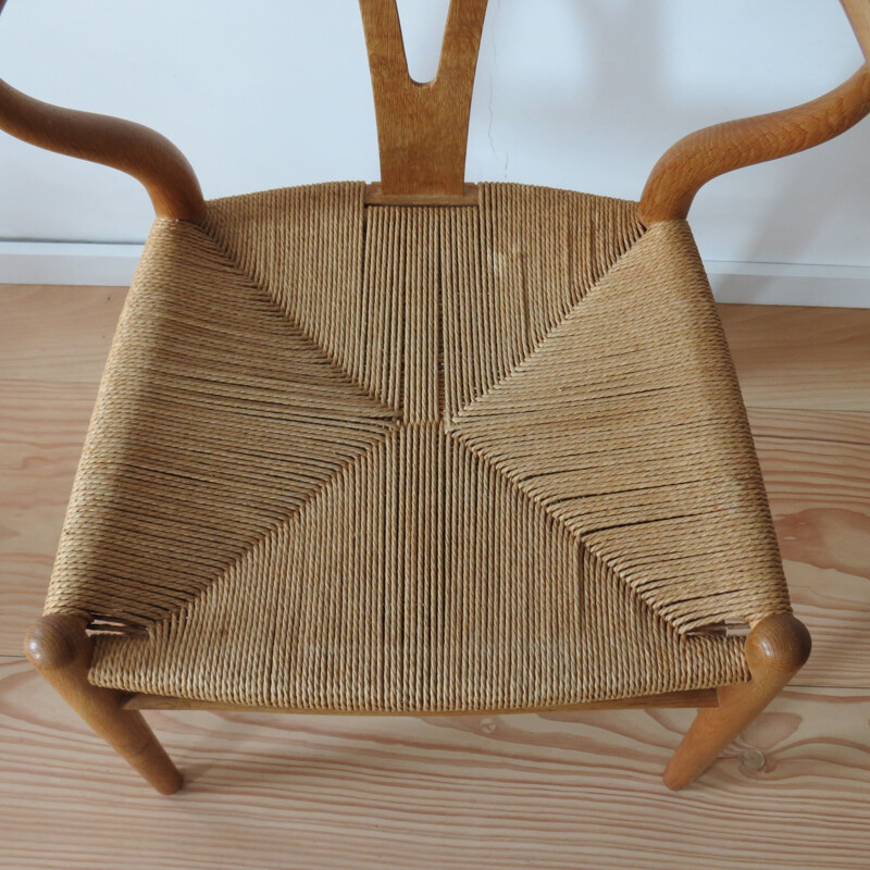 Set of 6 vintage Wishbone chairs in oakwood by Hans J Wegner for Carl Hanson, 1960s