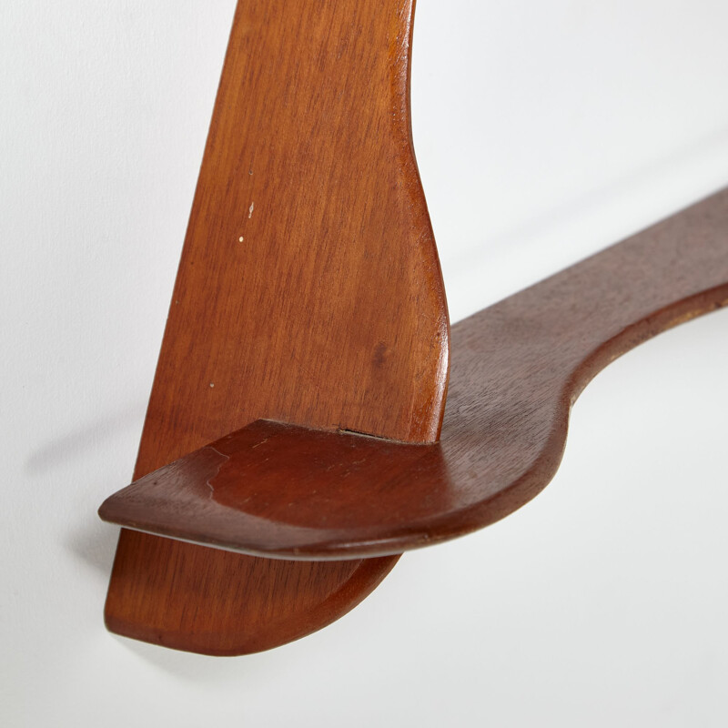 Vintage teak wall shelf in the shape of a wave, Denmark