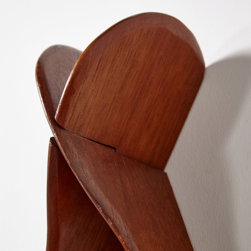 Vintage teak wall shelf in the shape of a wave, Denmark