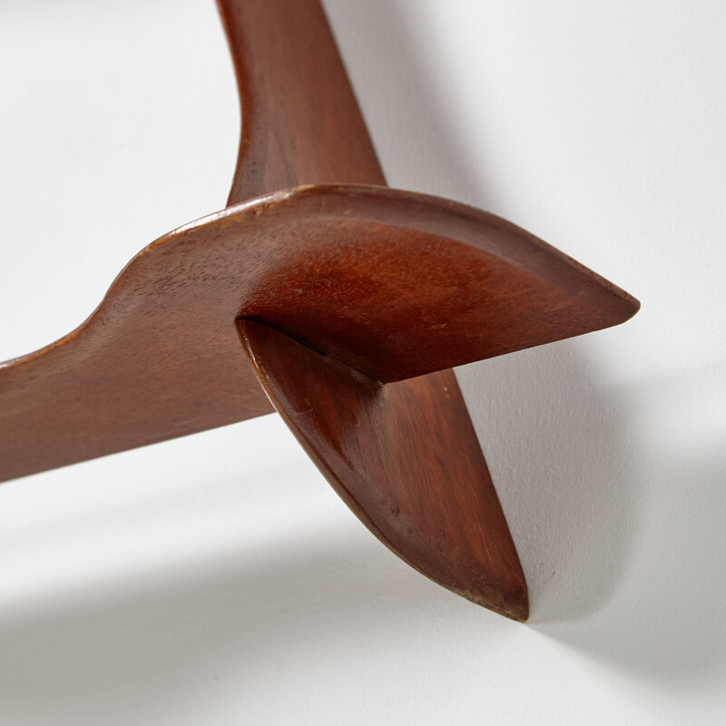 Vintage teak wall shelf in the shape of a wave, Denmark